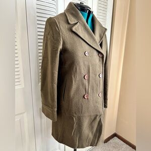 Andrea Brem New York 100% Wool Coat M Olive Double Breasted Classic
